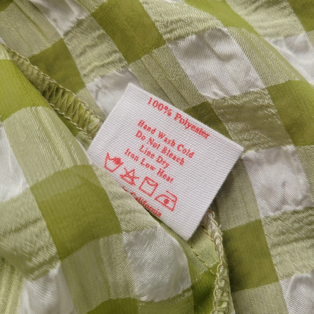 Lisa Says Gah Olive Gingham Dahlia Dress Green White Plaid Size Small NWT - Picture 6 of 6